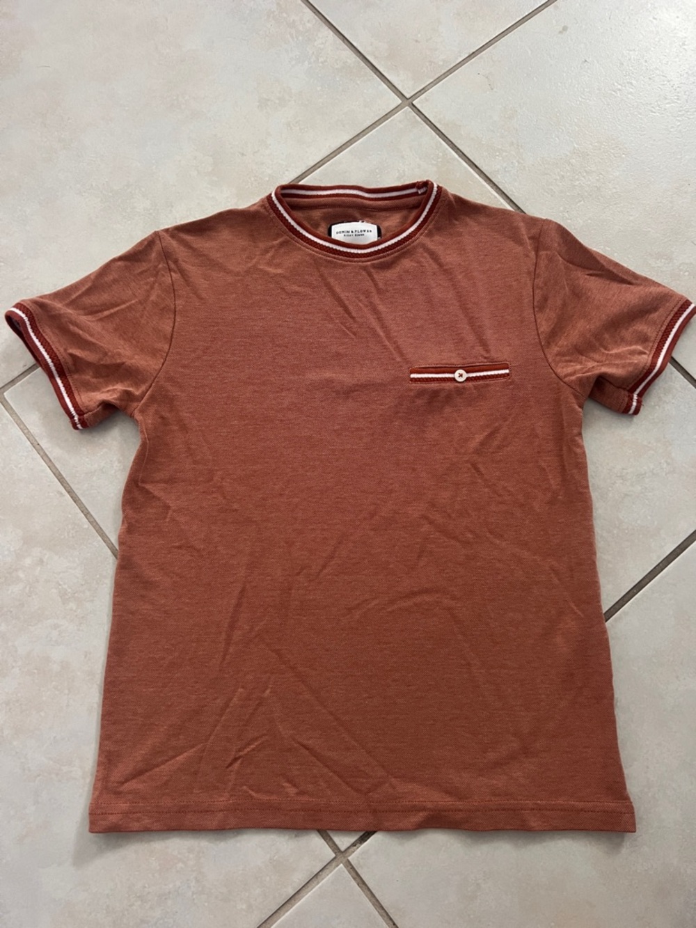 Denim & Flower Boy’s Rust Short Sleeve Crewneck with Contrast Trim